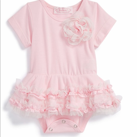 Pink Popatu tutu bodysuit with flower - Picture 1 of 5